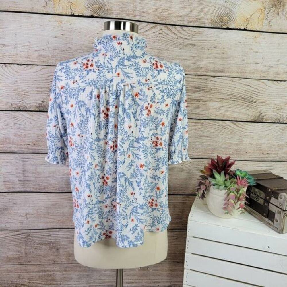 Melloday V-Neck Button Front Ruffle Sleeve Top Size Small - Picture 5 of 8